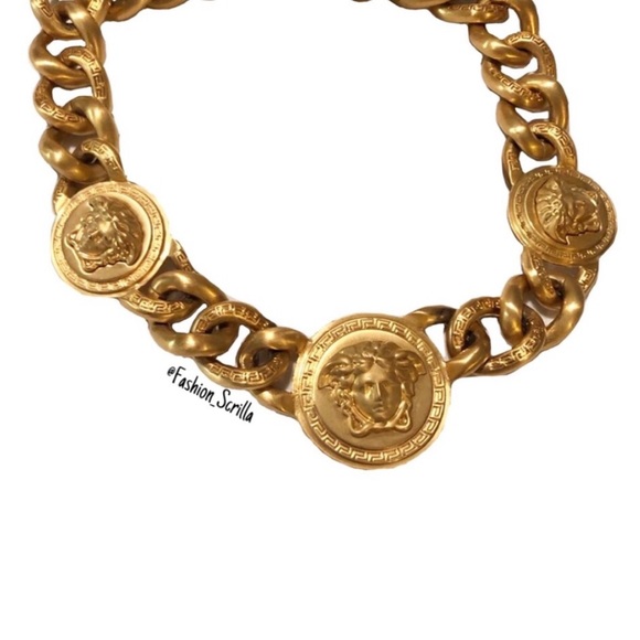 Versace Medusa Medallion Gold XL Chain Link Runway Editorial Necklace - Picture 1 of 17
